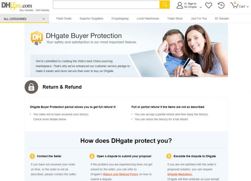 dhgate buyer protection